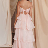 Provence Bloom Tiered Midi Dress Blush
