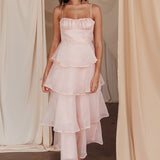 Provence Bloom Tiered Midi Dress Blush