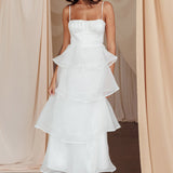 Provence Bloom Tiered Midi Dress White