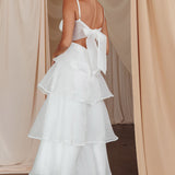Provence Bloom Tiered Midi Dress White