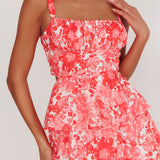 Provence Bloom Tiered Floral Maxi Dress Pink