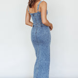 Onyx Thigh Split Midi Dress Denim