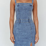 Onyx Thigh Split Midi Dress Denim