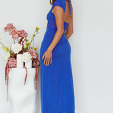 Capricorn Cap Sleeve Keyhole Maxi Dress Blue