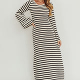 Meredith Long Sleeve Cut-Out Maxi Dress Cream Black
