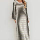 Meredith Long Sleeve Cut-Out Maxi Dress Cream Black