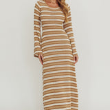 Meredith Long Sleeve Cut-Out Maxi Dress Chocolate