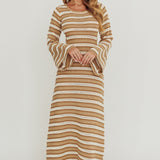 Meredith Long Sleeve Cut-Out Maxi Dress Chocolate