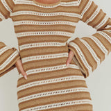 Meredith Long Sleeve Cut-Out Maxi Dress Chocolate