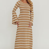 Meredith Long Sleeve Cut-Out Maxi Dress Chocolate
