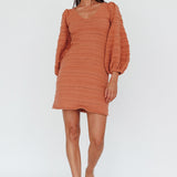 Meredith Long Sleeve Cut-Out Mini Dress Cinnamon