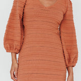 Meredith Long Sleeve Cut-Out Mini Dress Cinnamon