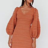 Meredith Long Sleeve Cut-Out Mini Dress Cinnamon