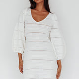 Meredith Long Sleeve Cut-Out Mini Dress White