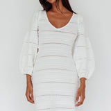 Meredith Long Sleeve Cut-Out Mini Dress White