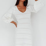 Meredith Long Sleeve Cut-Out Mini Dress White