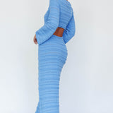 Meredith Long Sleeve Cut-Out Maxi Dress Blue