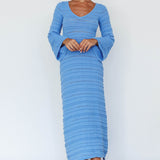 Meredith Long Sleeve Cut-Out Maxi Dress Blue