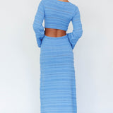 Meredith Long Sleeve Cut-Out Maxi Dress Blue