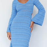 Meredith Long Sleeve Cut-Out Maxi Dress Blue