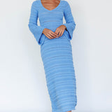 Meredith Long Sleeve Cut-Out Maxi Dress Blue