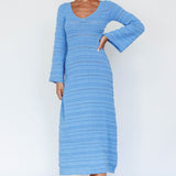 Meredith Long Sleeve Cut-Out Maxi Dress Blue