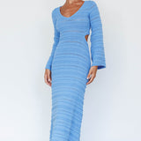 Meredith Long Sleeve Cut-Out Maxi Dress Blue