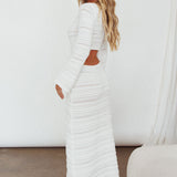 Meredith Long Sleeve Cut-Out Maxi Dress White