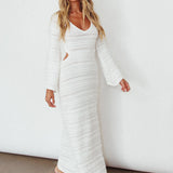 Meredith Long Sleeve Cut-Out Maxi Dress White