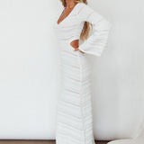 Meredith Long Sleeve Cut-Out Maxi Dress White