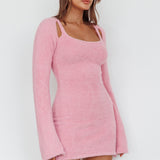 Count On It Fuzzy Knit Mini Dress Blush