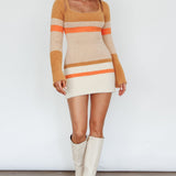 Count On It Fuzzy Knit Mini Dress Brown Multi