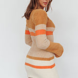 Count On It Fuzzy Knit Mini Dress Brown Multi