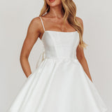 Athens Flared Bow Mini Dress White