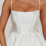 Athens Flared Bow Mini Dress White