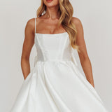 Athens Flared Bow Mini Dress White