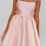 Athens Flared Bow Mini Dress Blush