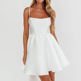 Athens Flared Bow Mini Dress White