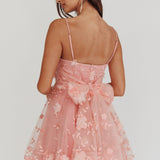 Athens Floral Bow Mini Dress Pink