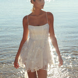 Athens Floral Bow Mini Dress White