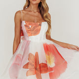 Athens Flared Bow Mini Dress Off White