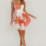 Athens Flared Bow Mini Dress Off White
