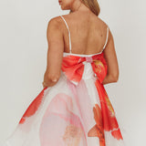 Athens Flared Bow Mini Dress Off White
