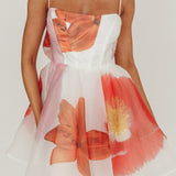 Athens Flared Bow Mini Dress Off White