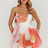 Athens Flared Bow Mini Dress Off White