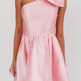 Athens Shoulder Bow Bubble Hem Mini Dress Blush