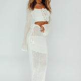 Jamaica Tied Crochet Midi Skirt White