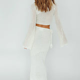 Jamaica Tied Crochet Midi Skirt White