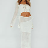 Jamaica Tied Crochet Midi Skirt White