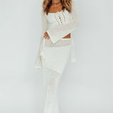 Jamaica Bell Sleeve Crochet Top White